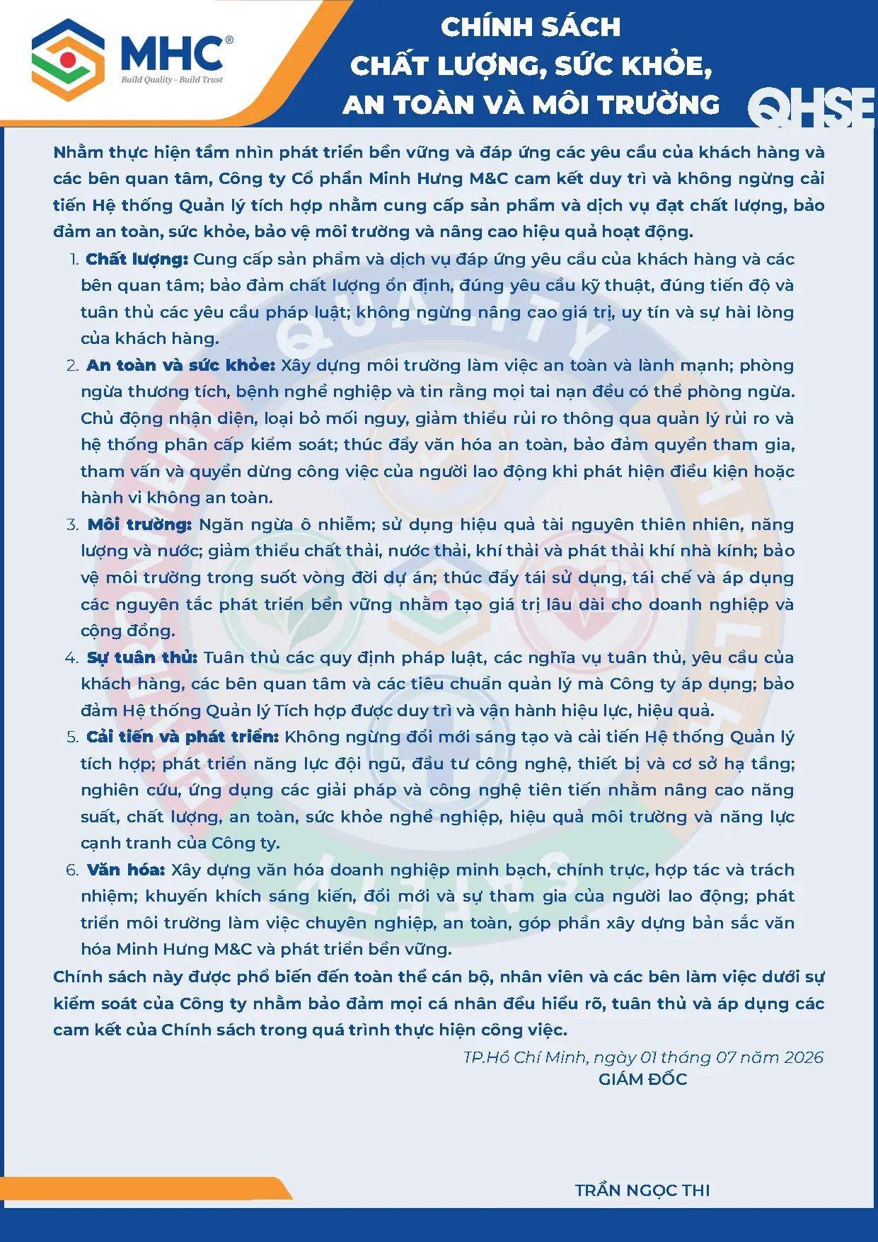 Minh Hưng M&C • Xây chất lượng, dựng niềm tin